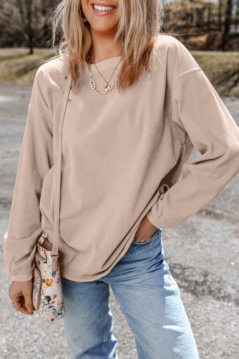 Chestnut Corduroy Oversized Sweatshirt