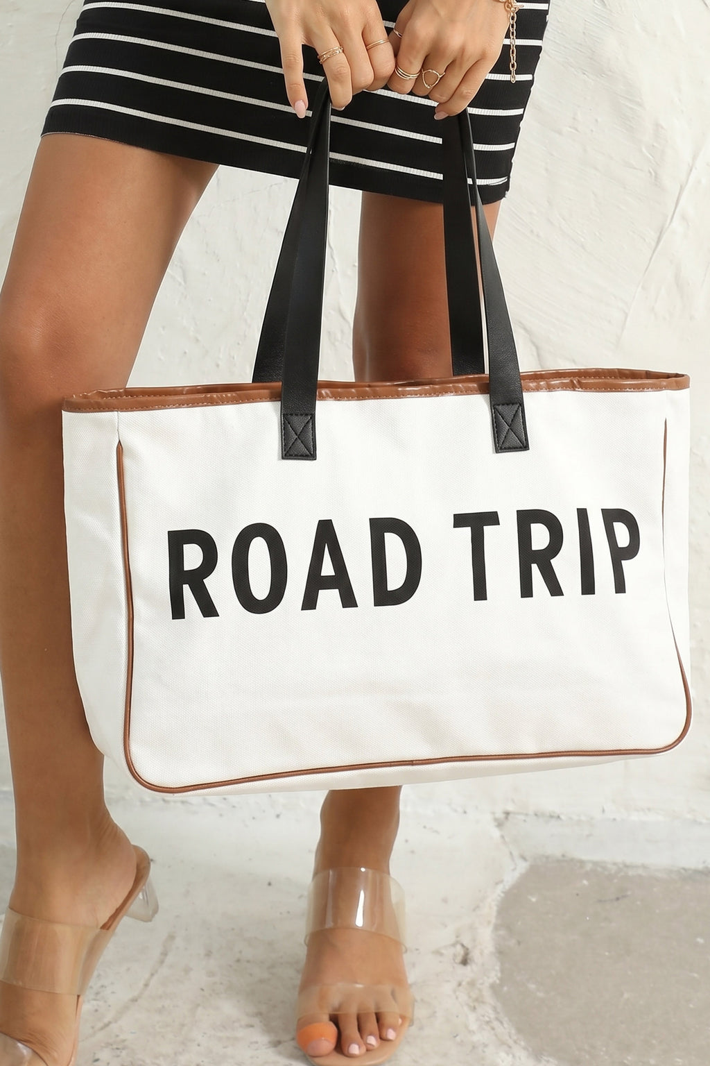 White Canvas Road Trip Tote Bag