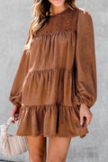 Chestnut Floral Lace Crochet Mini Dress