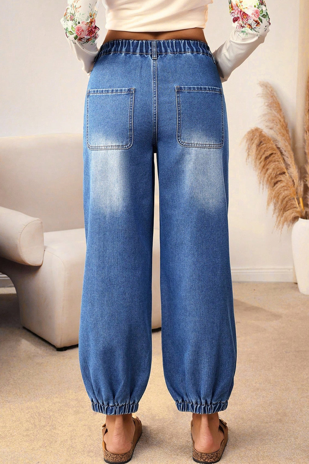 Blue Tapered Casual Loose Fit Jeans