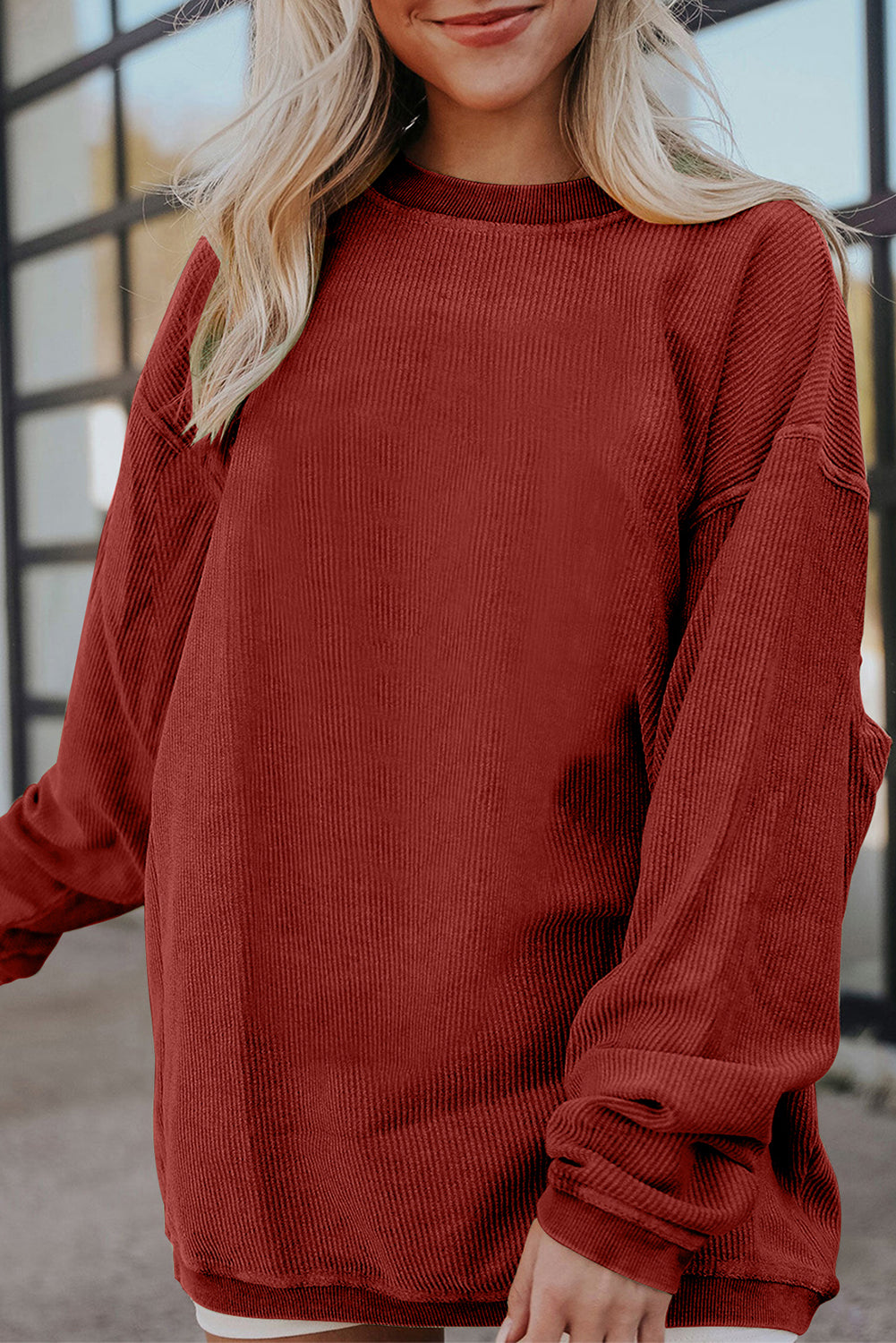 Chestnut Corduroy Oversized Sweatshirt