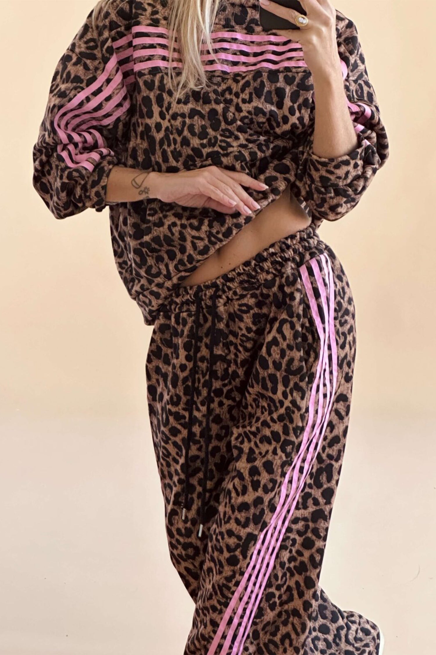 Brown Leopard Print Pant Set
