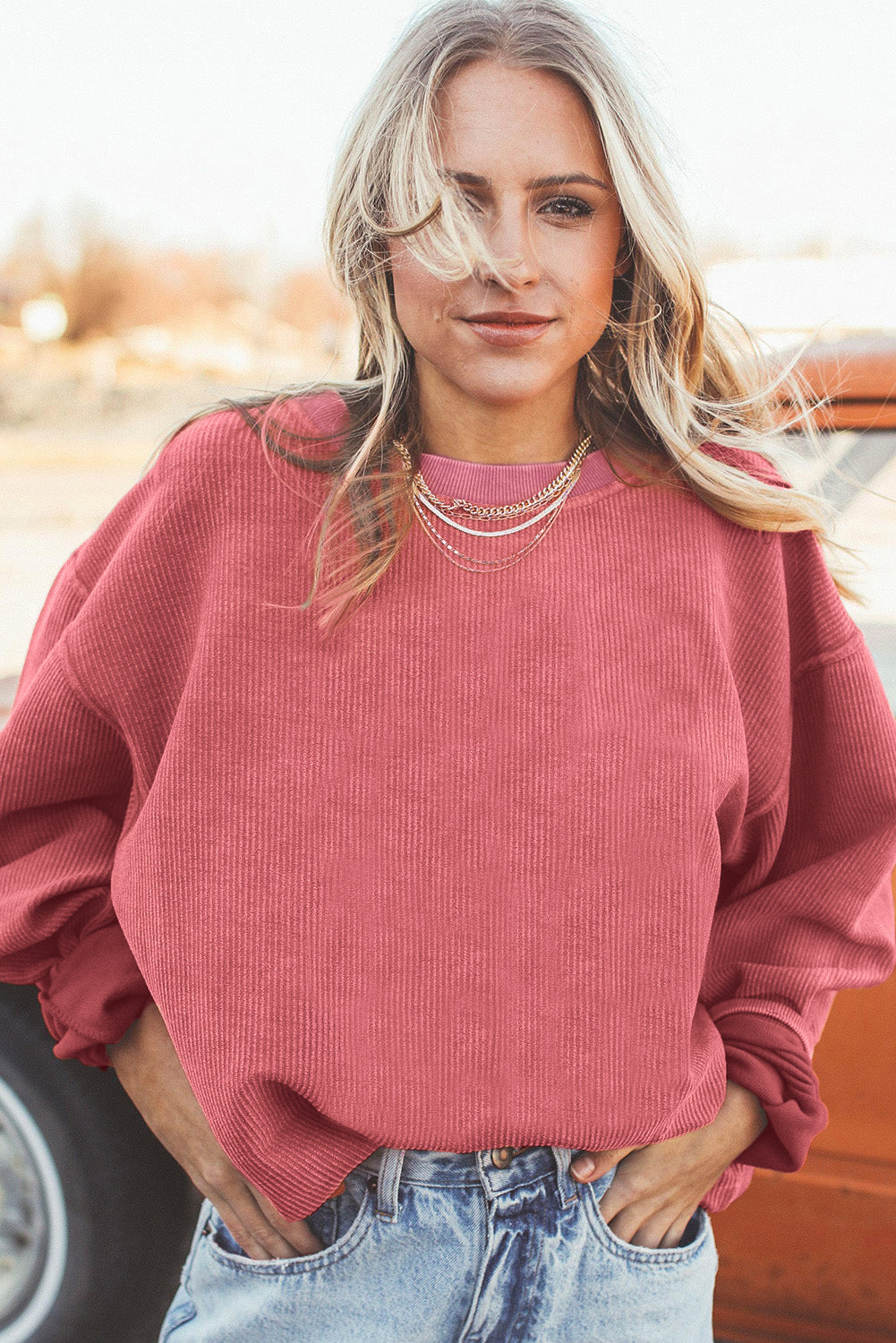 Chestnut Corduroy Oversized Sweatshirt