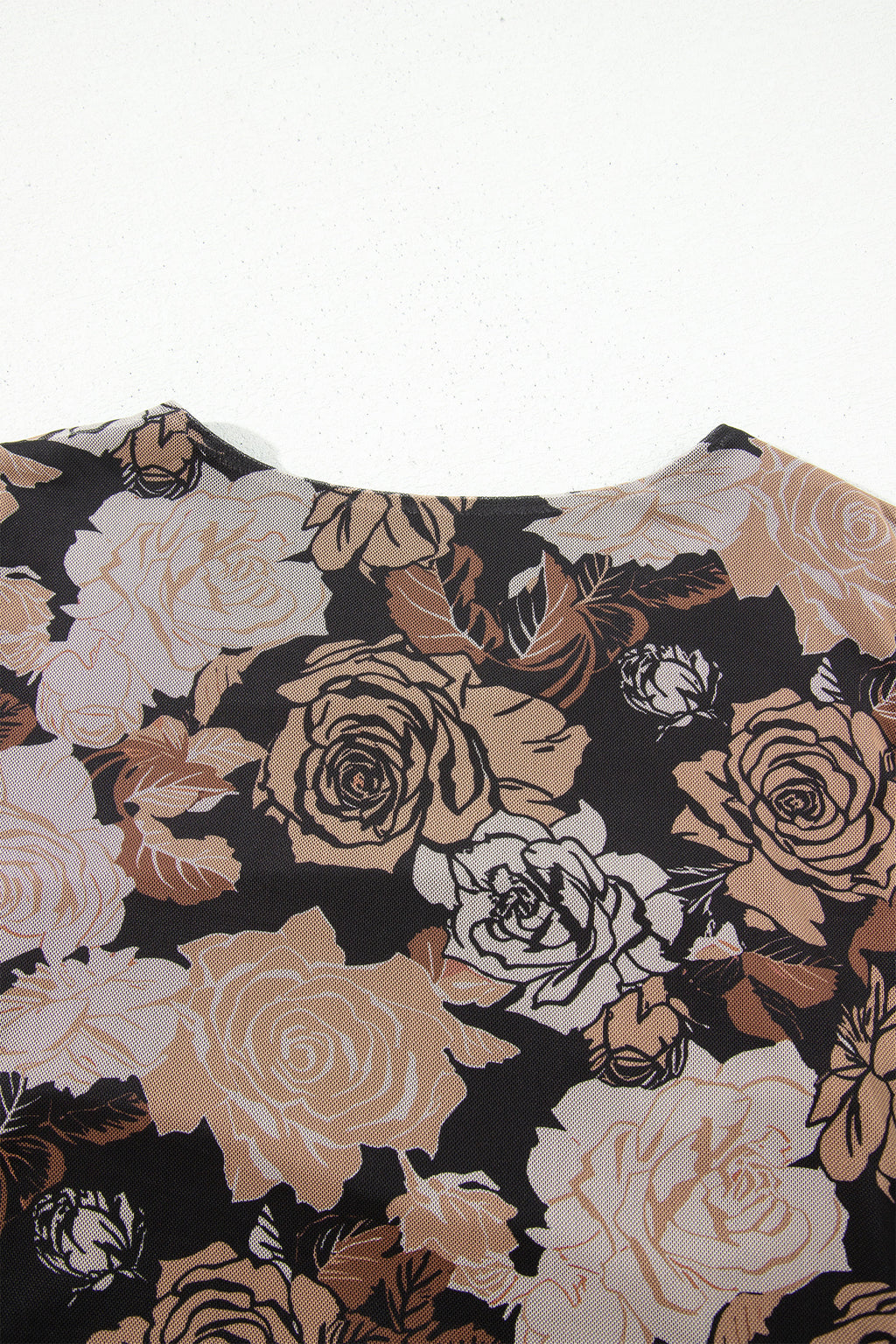 Black Floral Asymmetric Ruffle Split Hem Mesh Dress