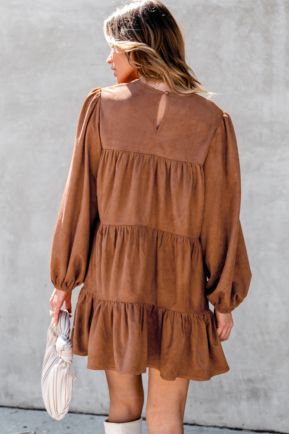 Chestnut Floral Lace Crochet Mini Dress