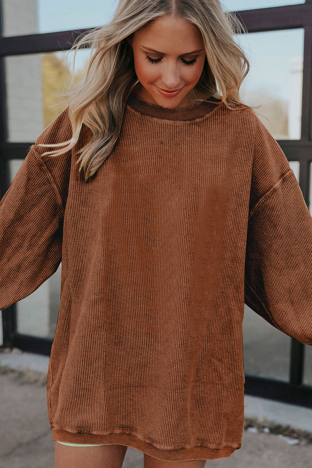 Chestnut Corduroy Oversized Sweatshirt