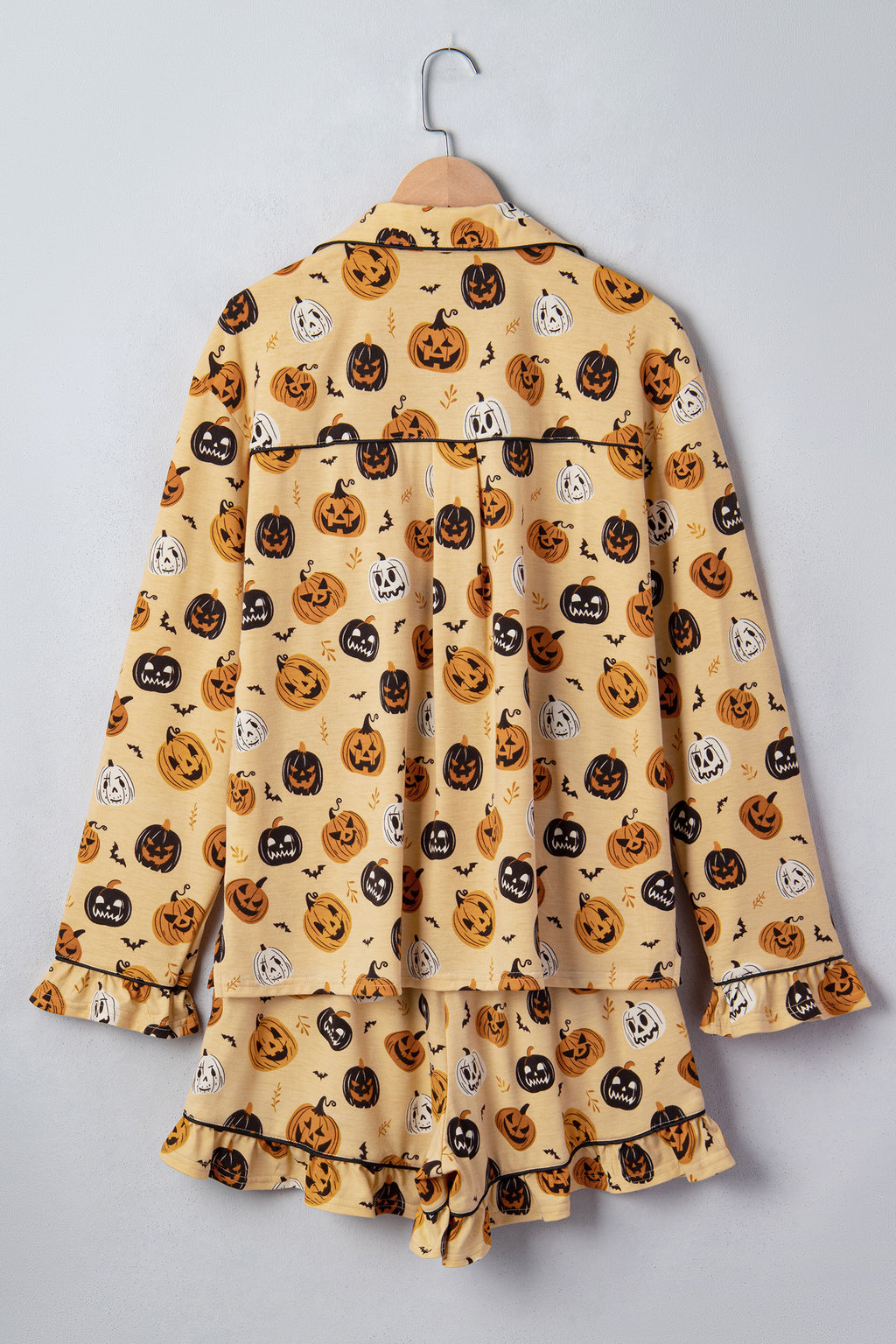 Halloween Orange Ruffle Pumpkin Face Two-Piece Lounge Set