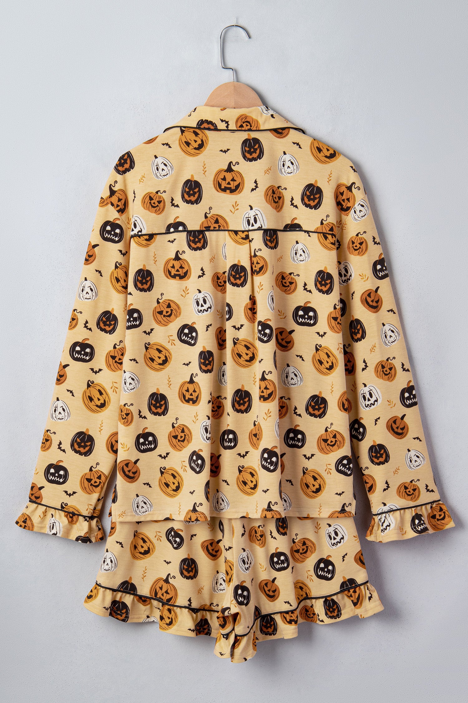 Halloween Orange Ruffle Pumpkin Face Two-Piece Lounge Set