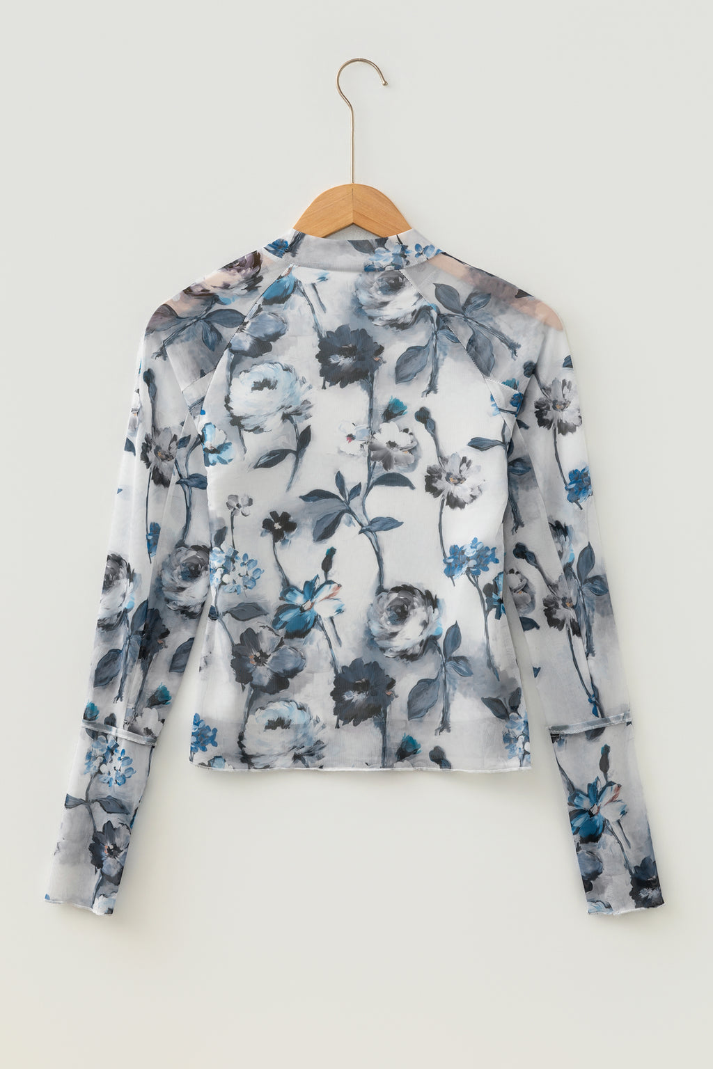 Sky Blue Floral Mesh Sheath Top