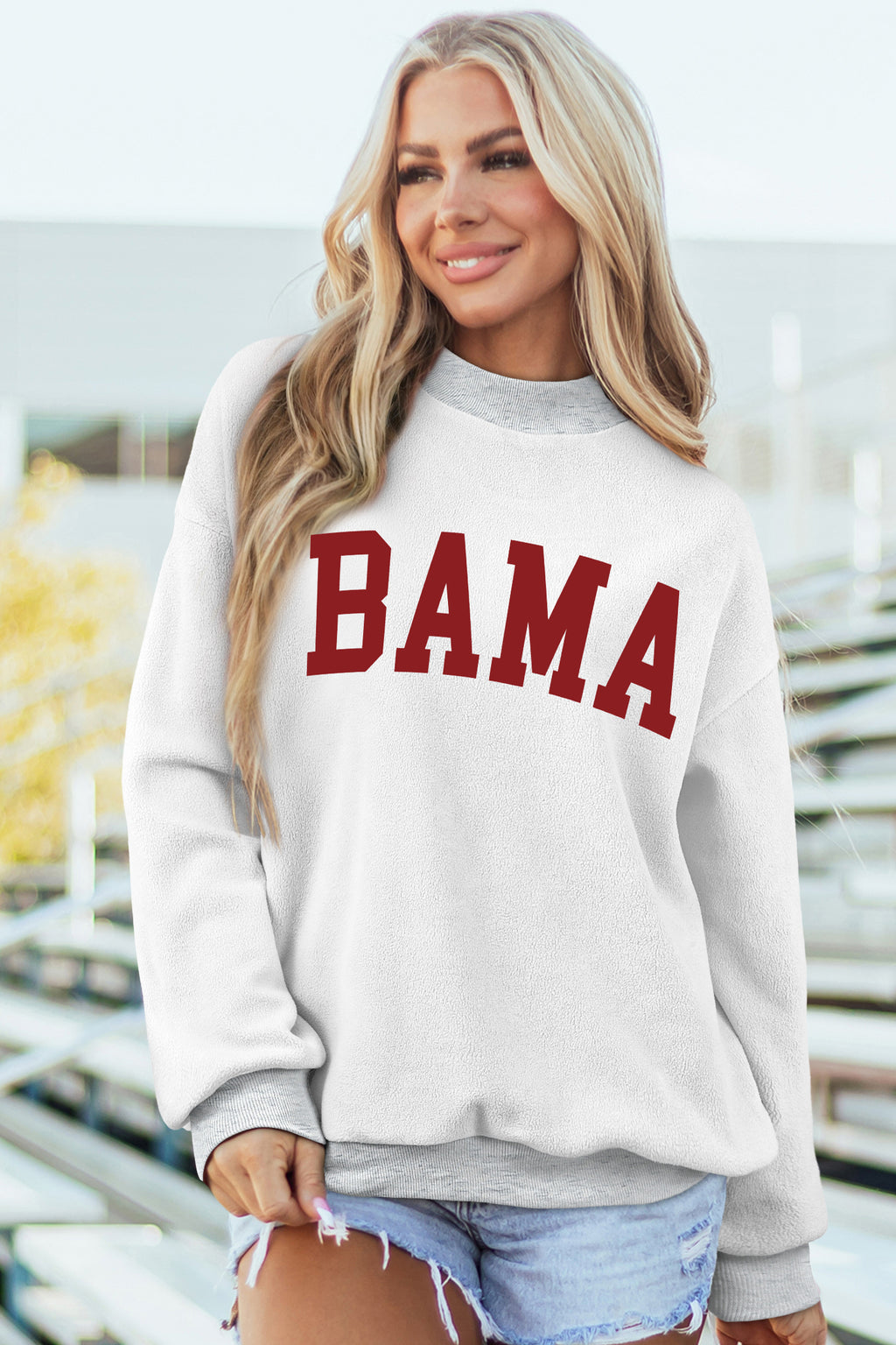 Light Grey AL/ BAMA Double Side Printed Reversible Sweatshirt