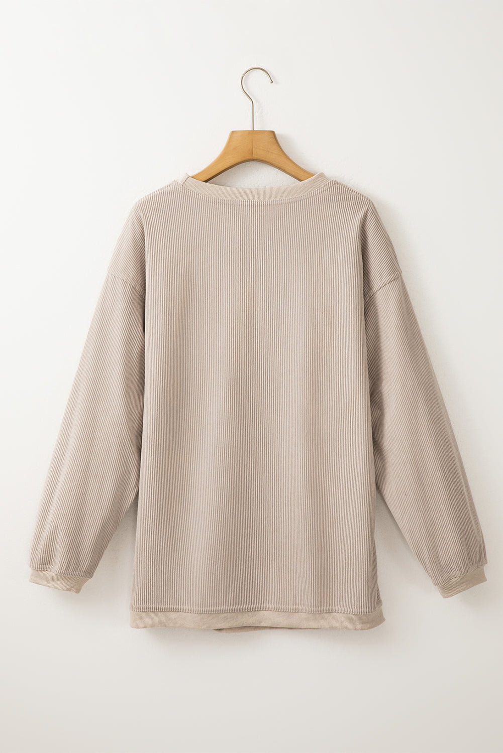 Smoke Gray Twisted Rib Texture Game Day Embroidered Baggy Sweatshirt