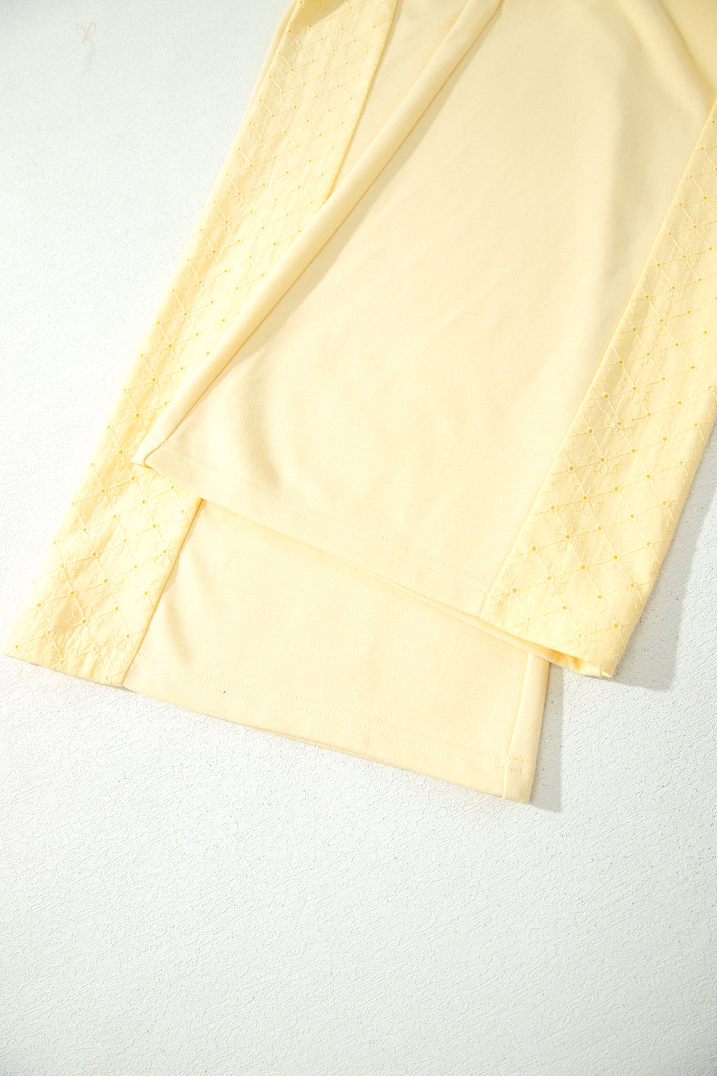 Yellow Cream Eyelet Embroidered Lace Patchwork Pants Set