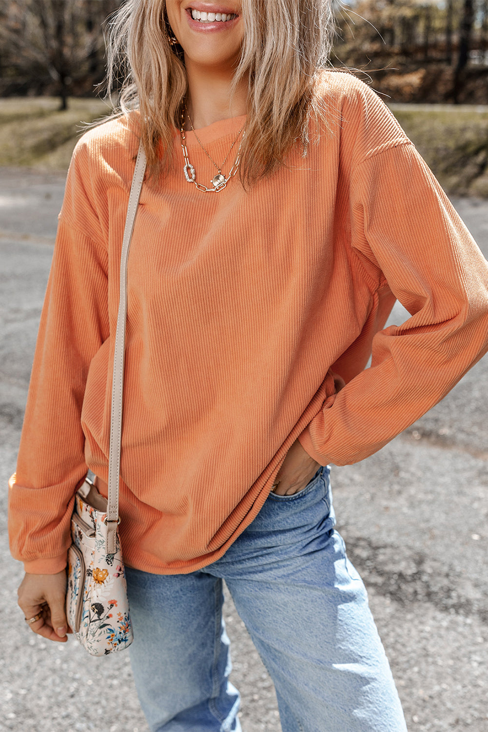 Chestnut Corduroy Oversized Sweatshirt