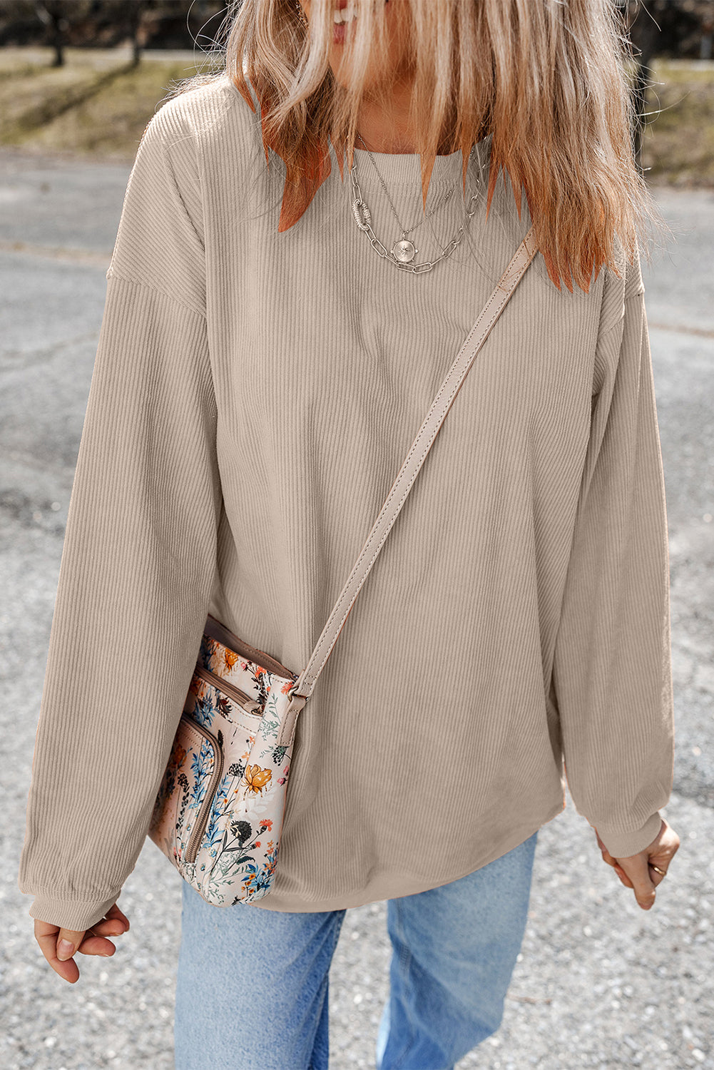 Chestnut Corduroy Oversized Sweatshirt