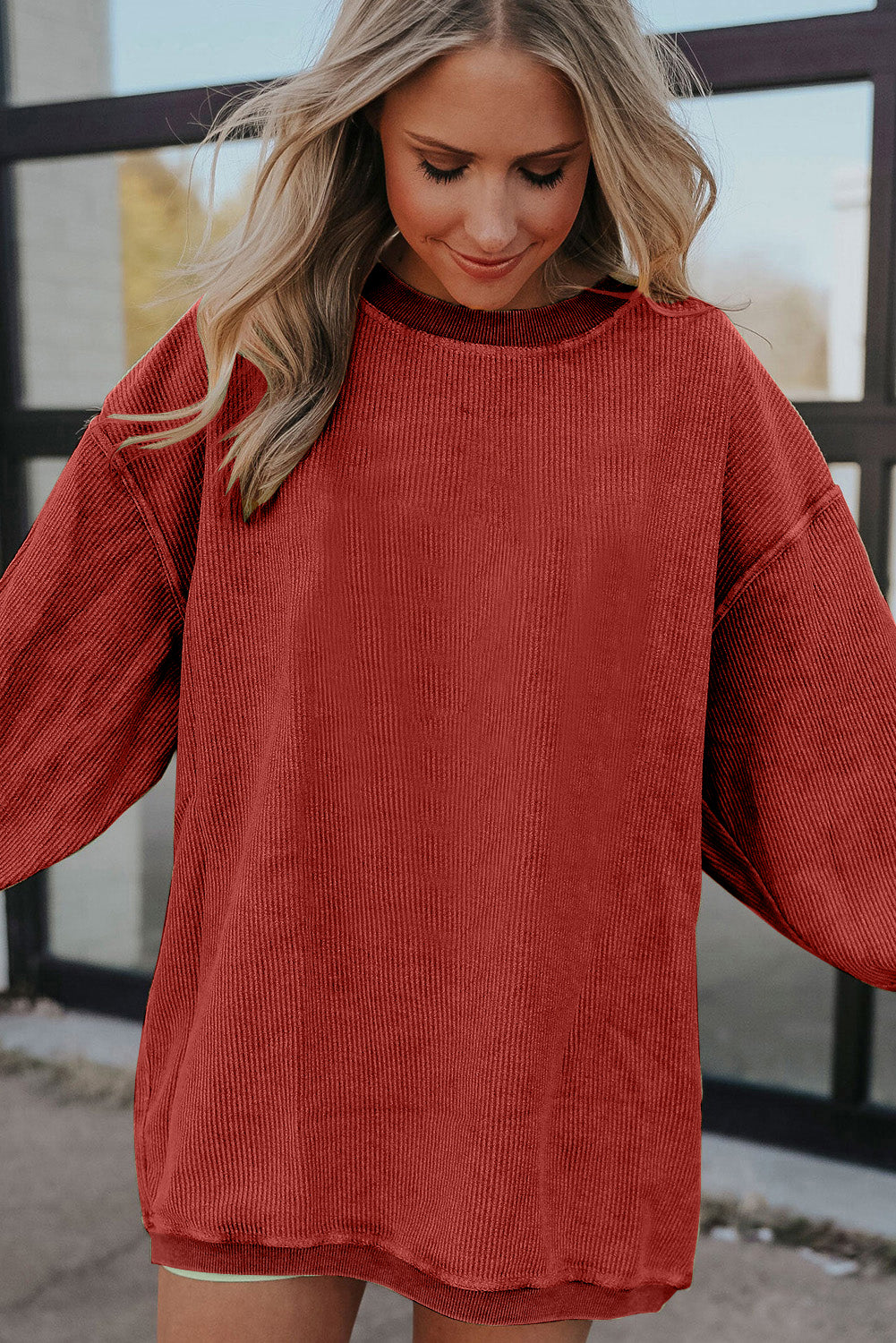 Chestnut Corduroy Oversized Sweatshirt