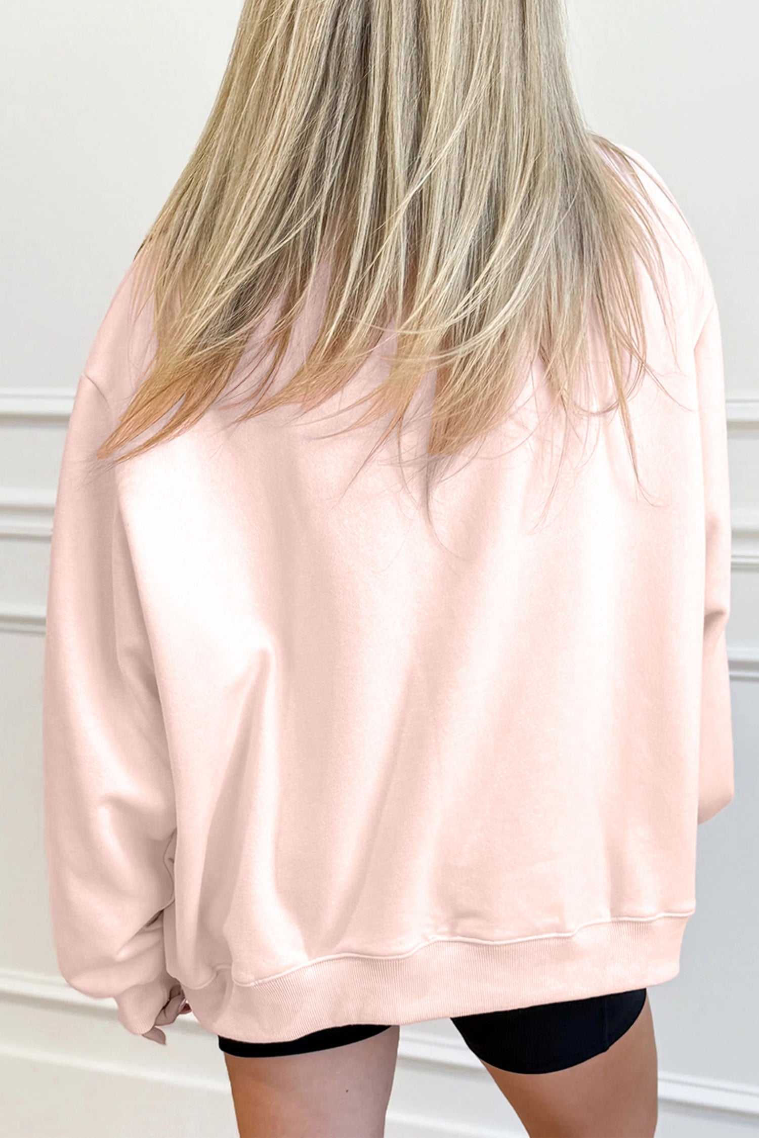 Apricot Pink Camo Print Letter Graphic Sweatshirt