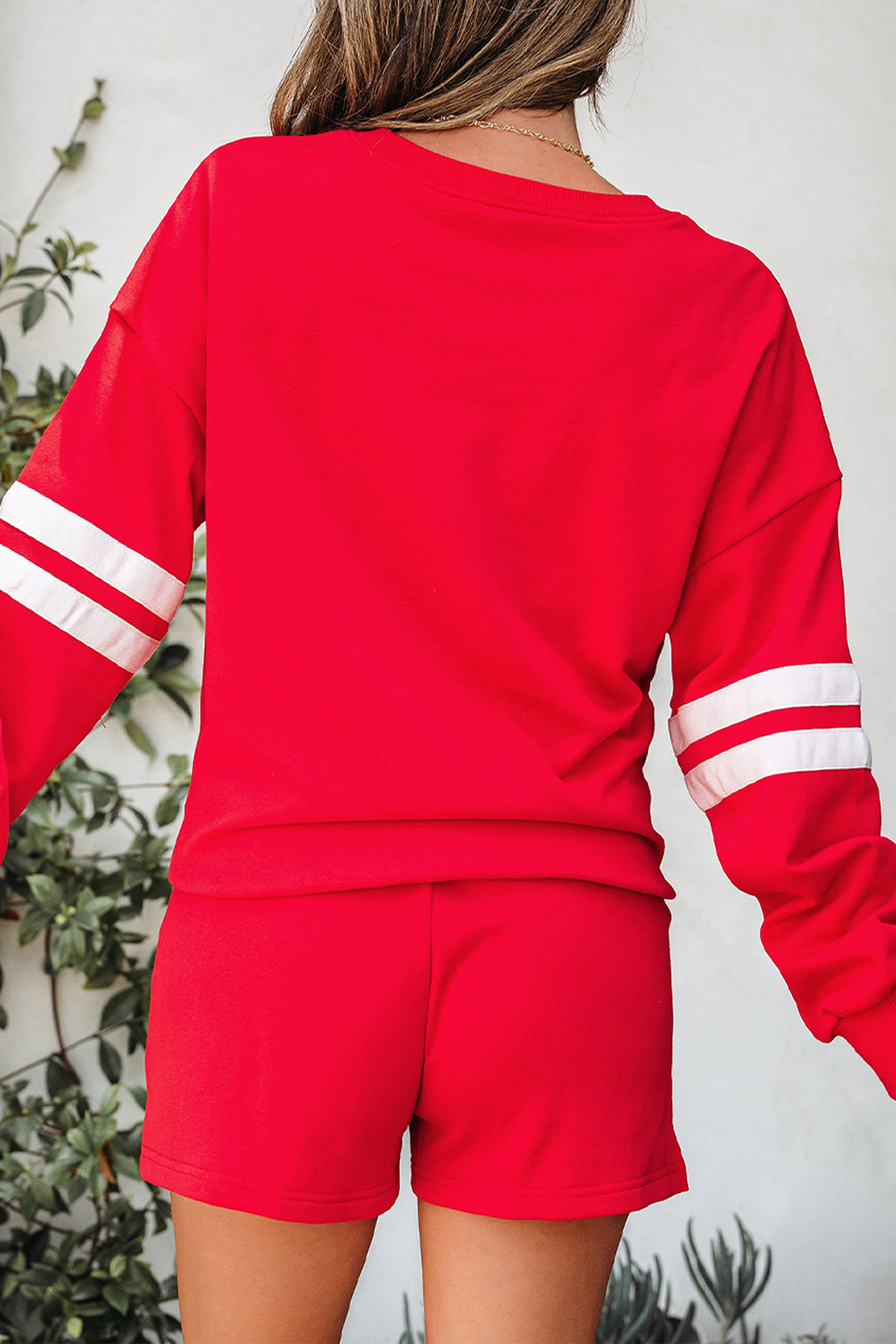 Fiery Red Glitter Game Day Football Graphic Two-Piece Set