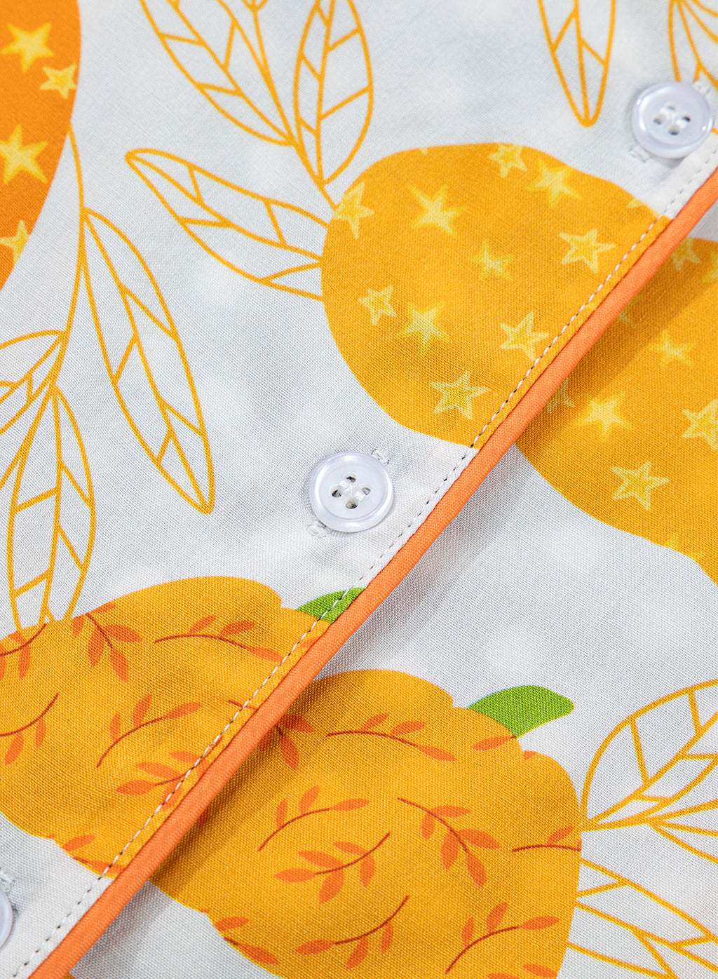 Orange Short Sleeve Pumpkin Print Polka Dot Trim Lounge Set