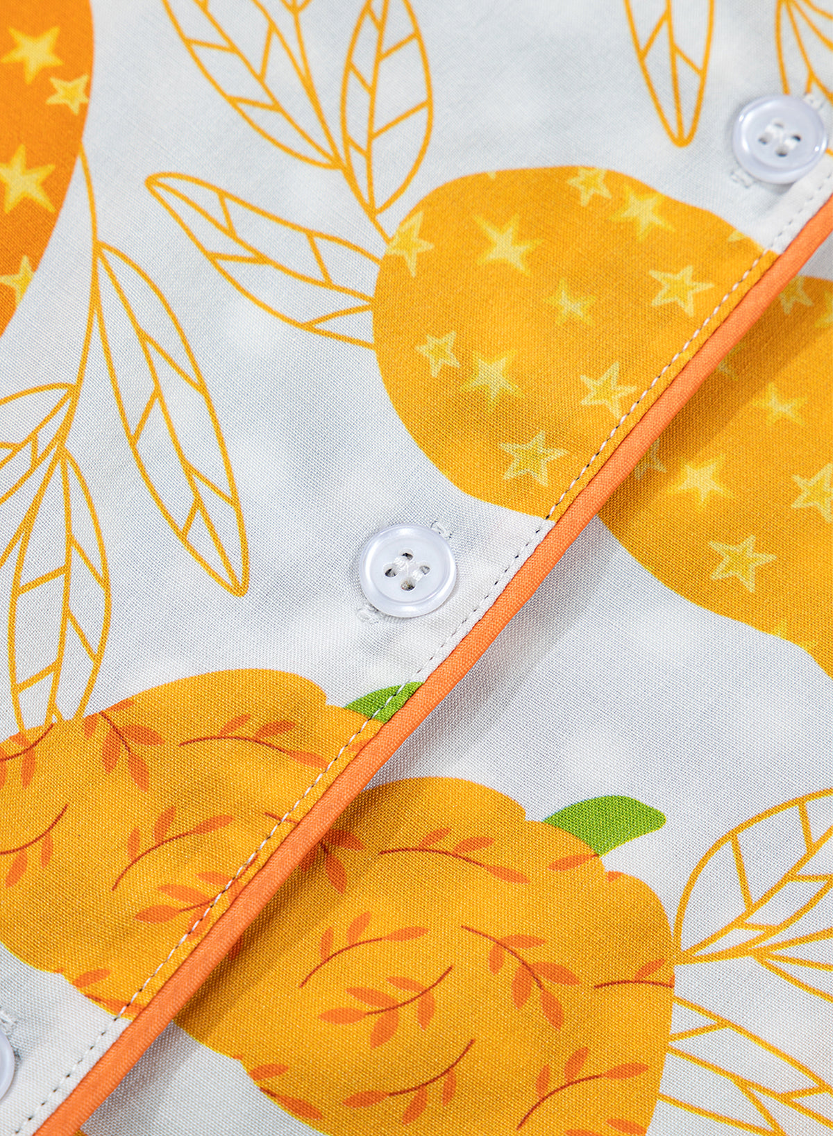 Orange Short Sleeve Pumpkin Print Polka Dot Trim Lounge Set