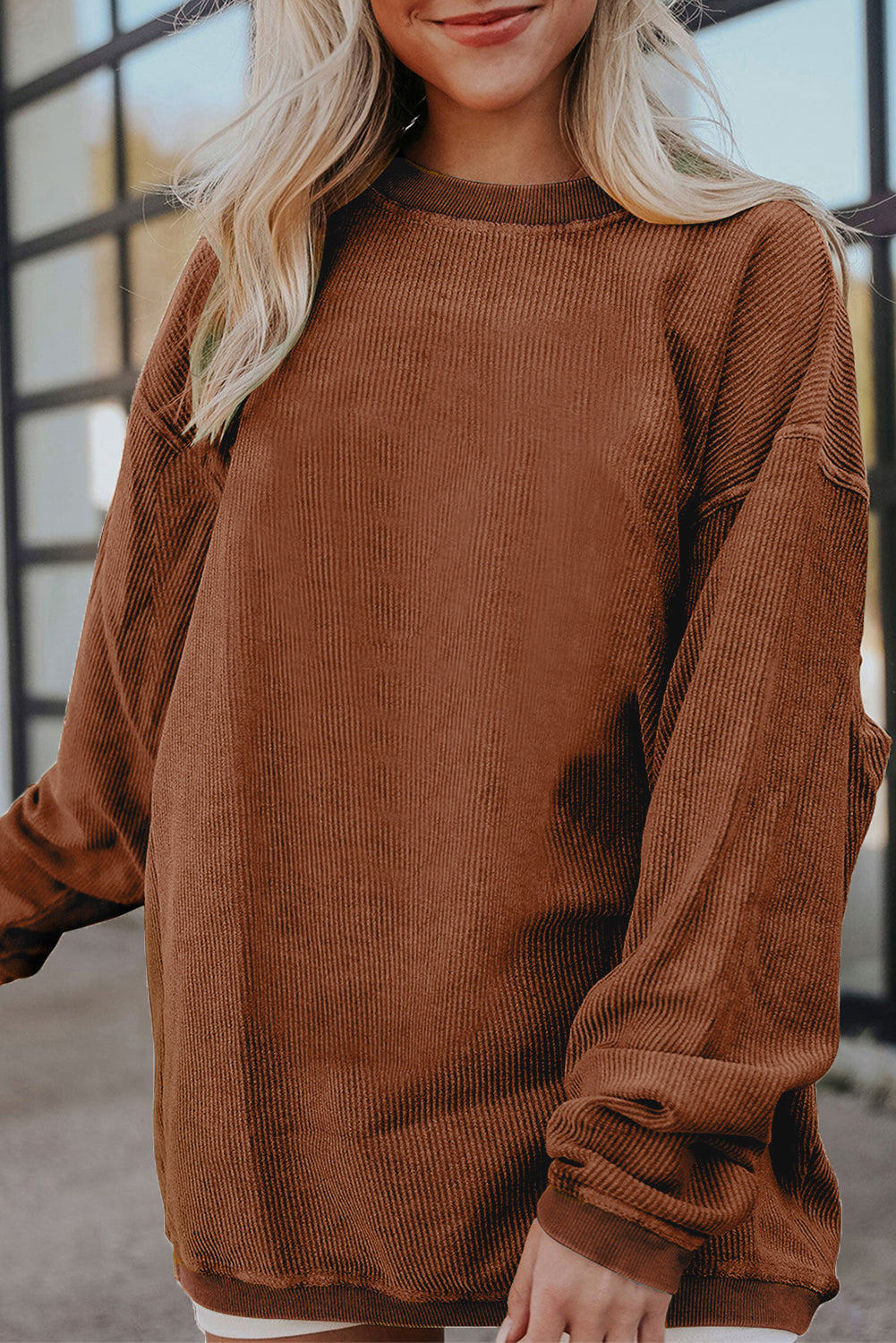 Chestnut Corduroy Oversized Sweatshirt