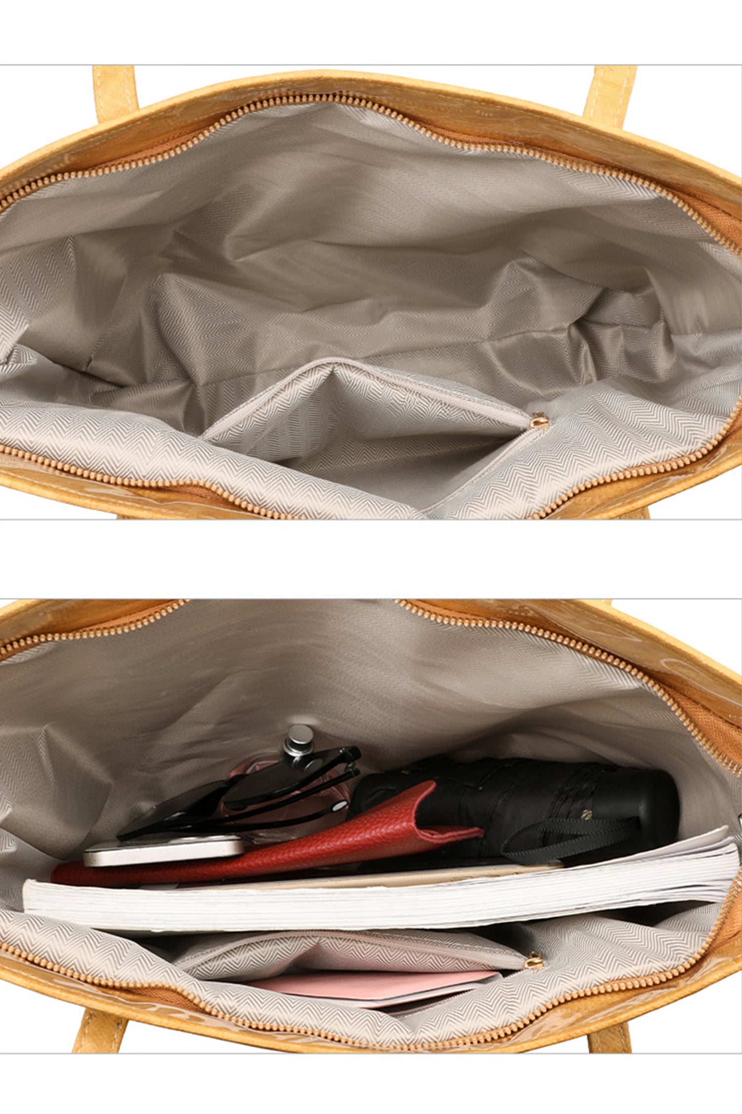 Camel Retro Letter Print Waterproof Tote Bag