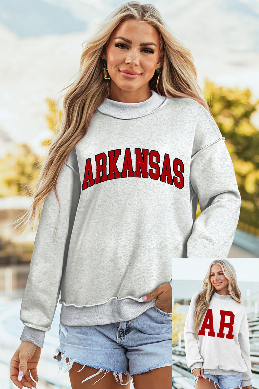 Light Grey ARKANSAS/AR Double Side Print Sweatshirt