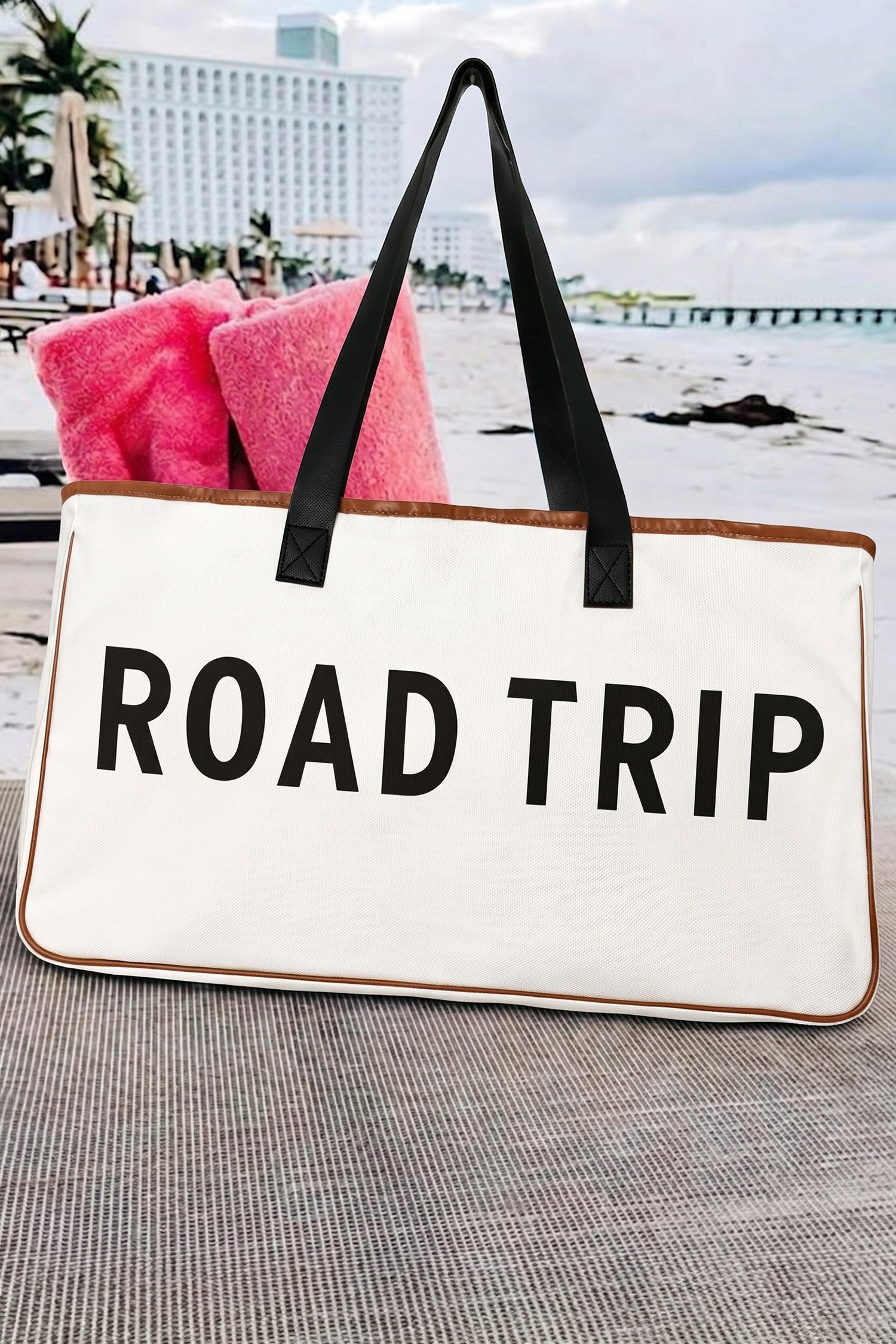 White Canvas Road Trip Tote Bag