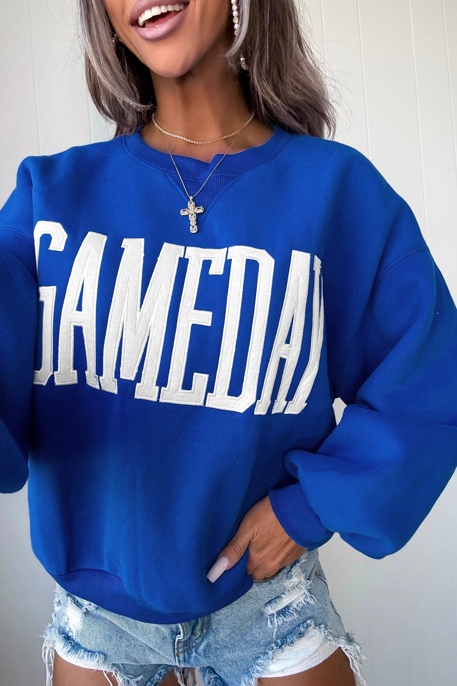 Royal Blue GAMEDAY Embroidered Sweatshirt
