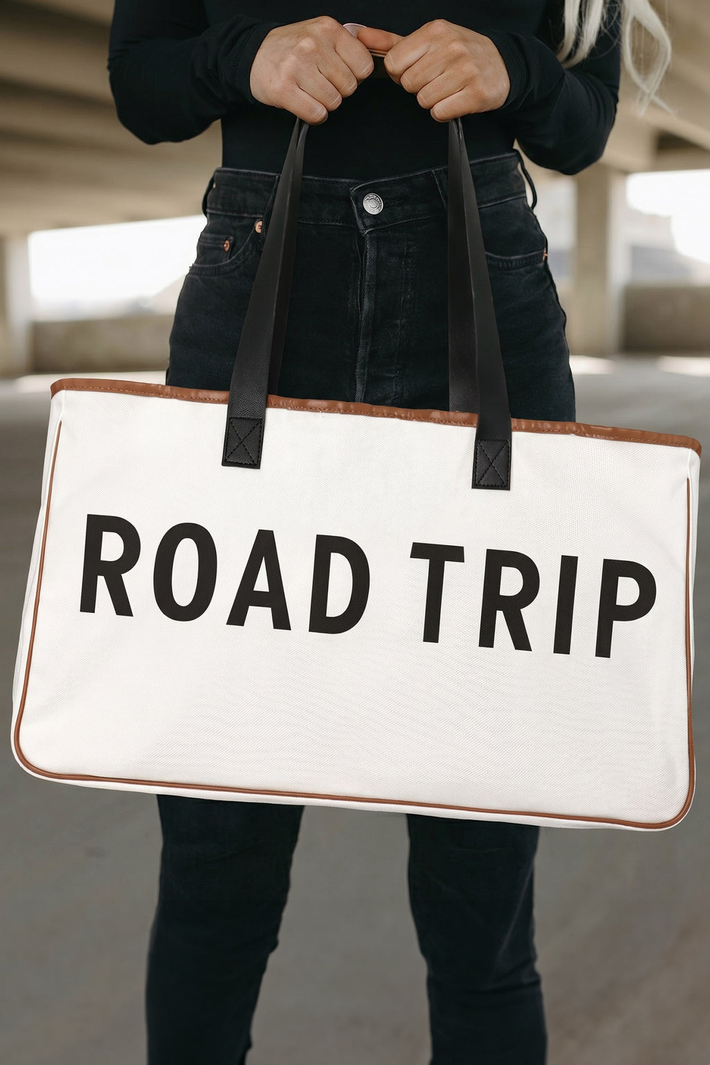 White Canvas Road Trip Tote Bag