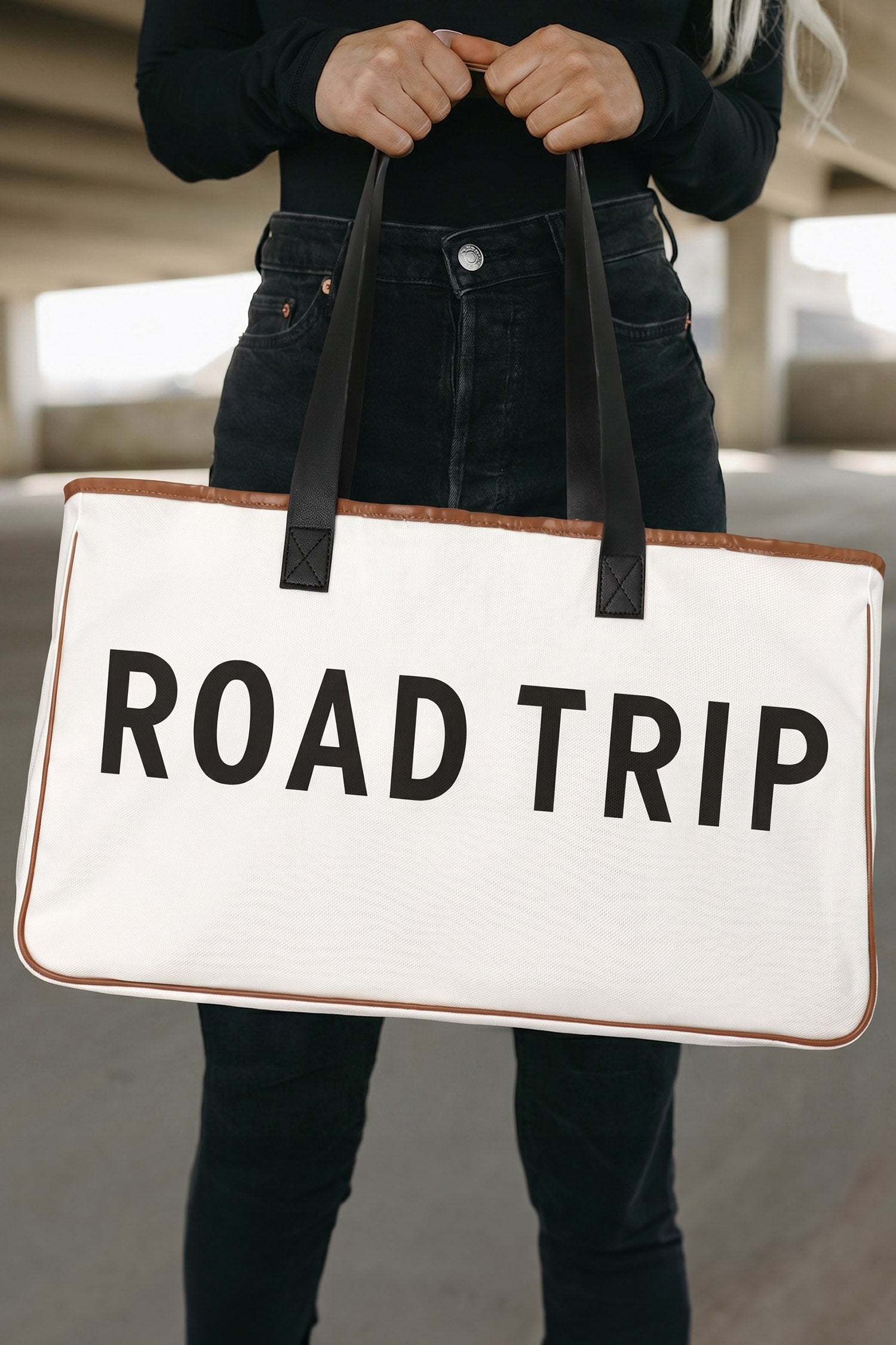 White Canvas Road Trip Tote Bag