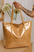 Camel Retro Letter Print Waterproof Tote Bag