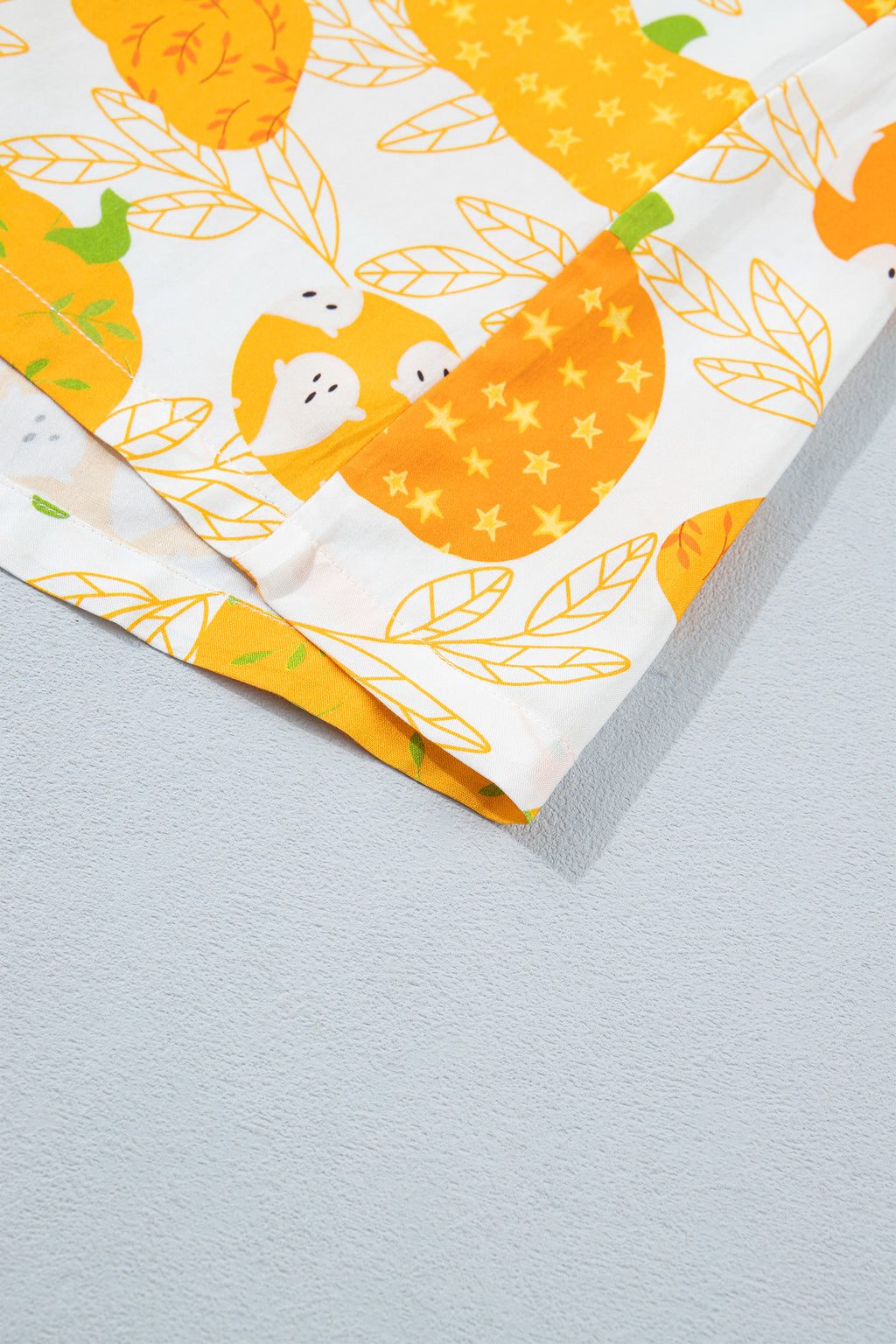 Orange Short Sleeve Pumpkin Print Polka Dot Trim Lounge Set