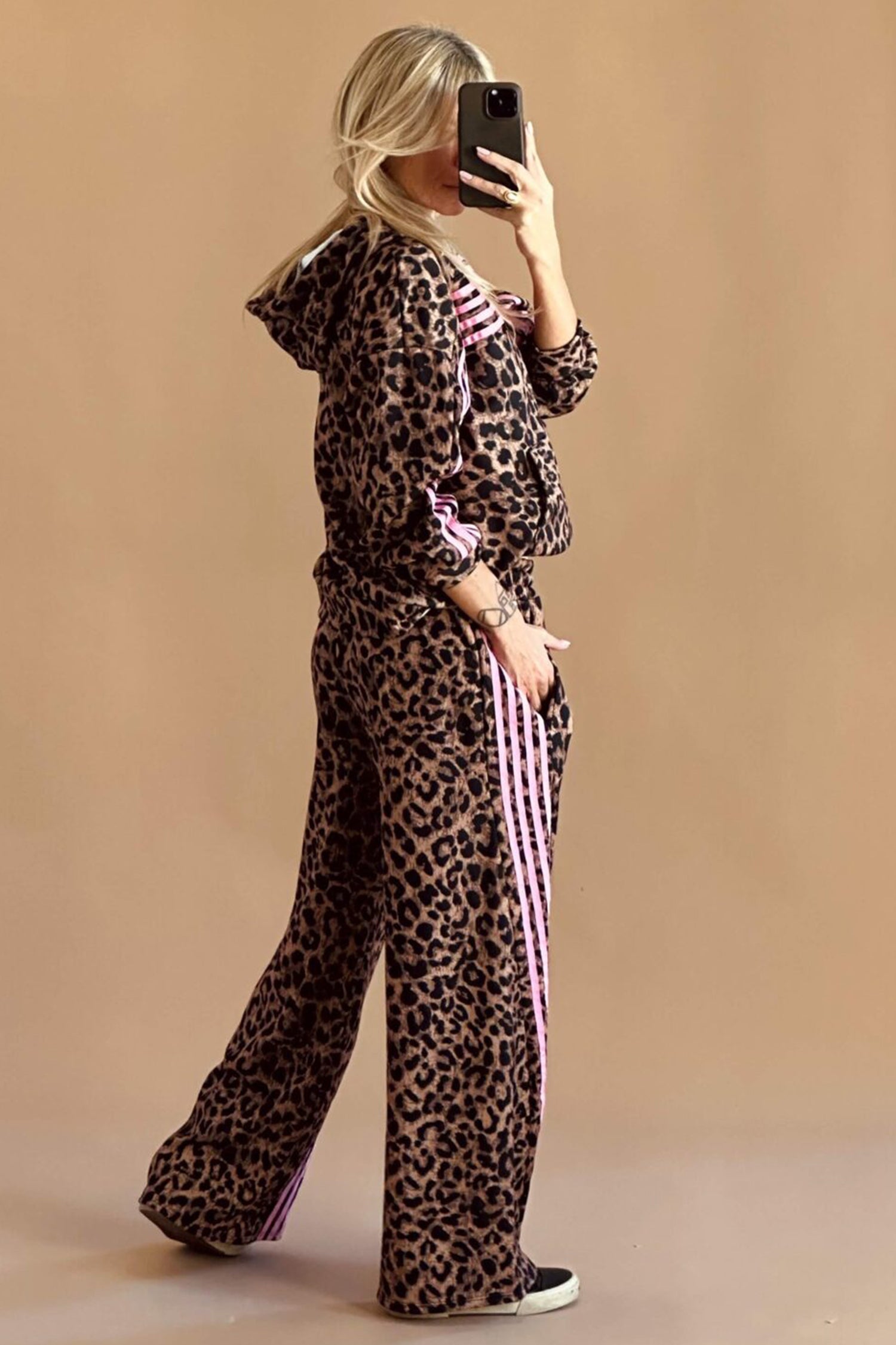 Brown Leopard Print Pant Set