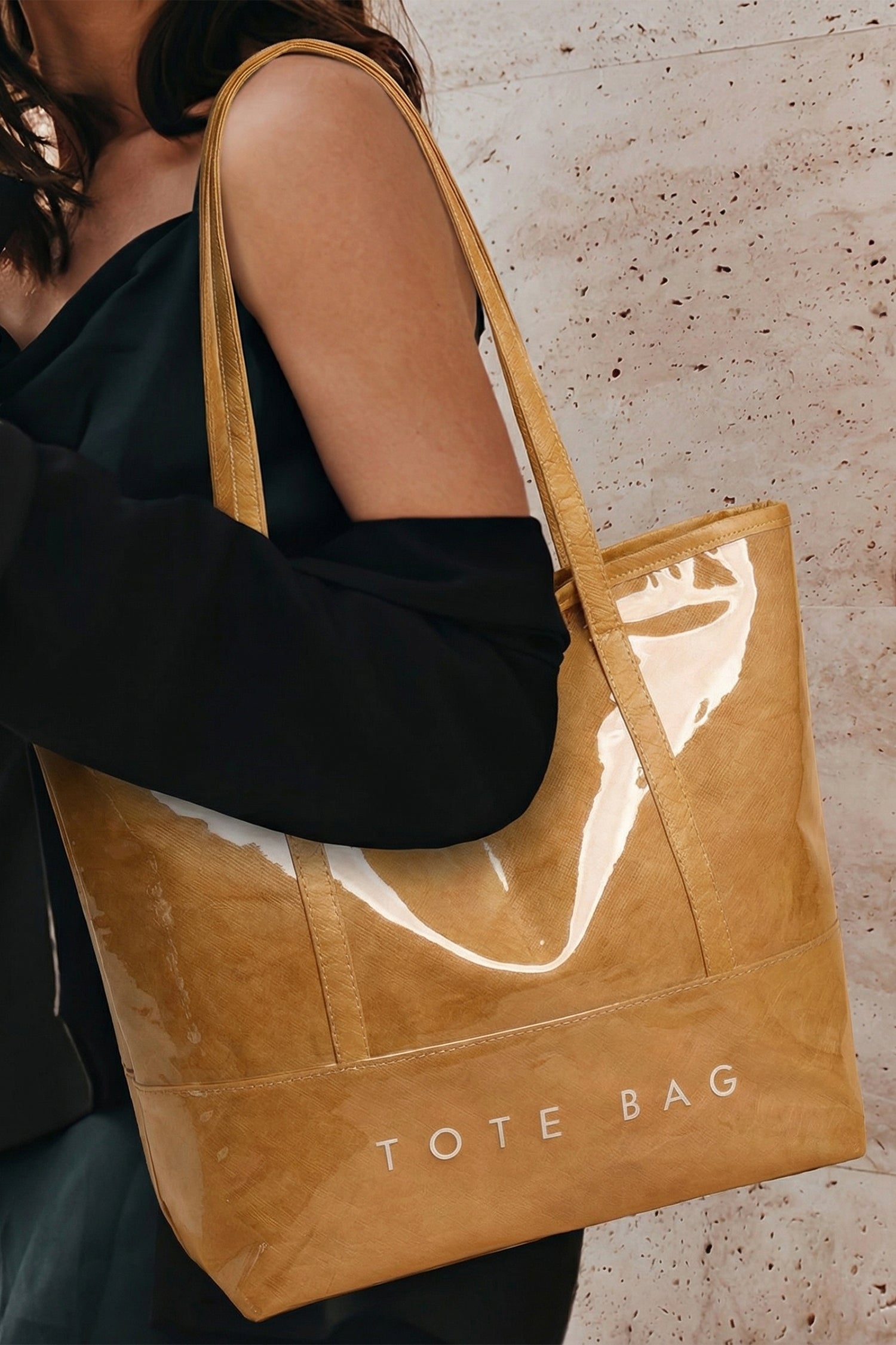 Camel Retro Letter Print Waterproof Tote Bag