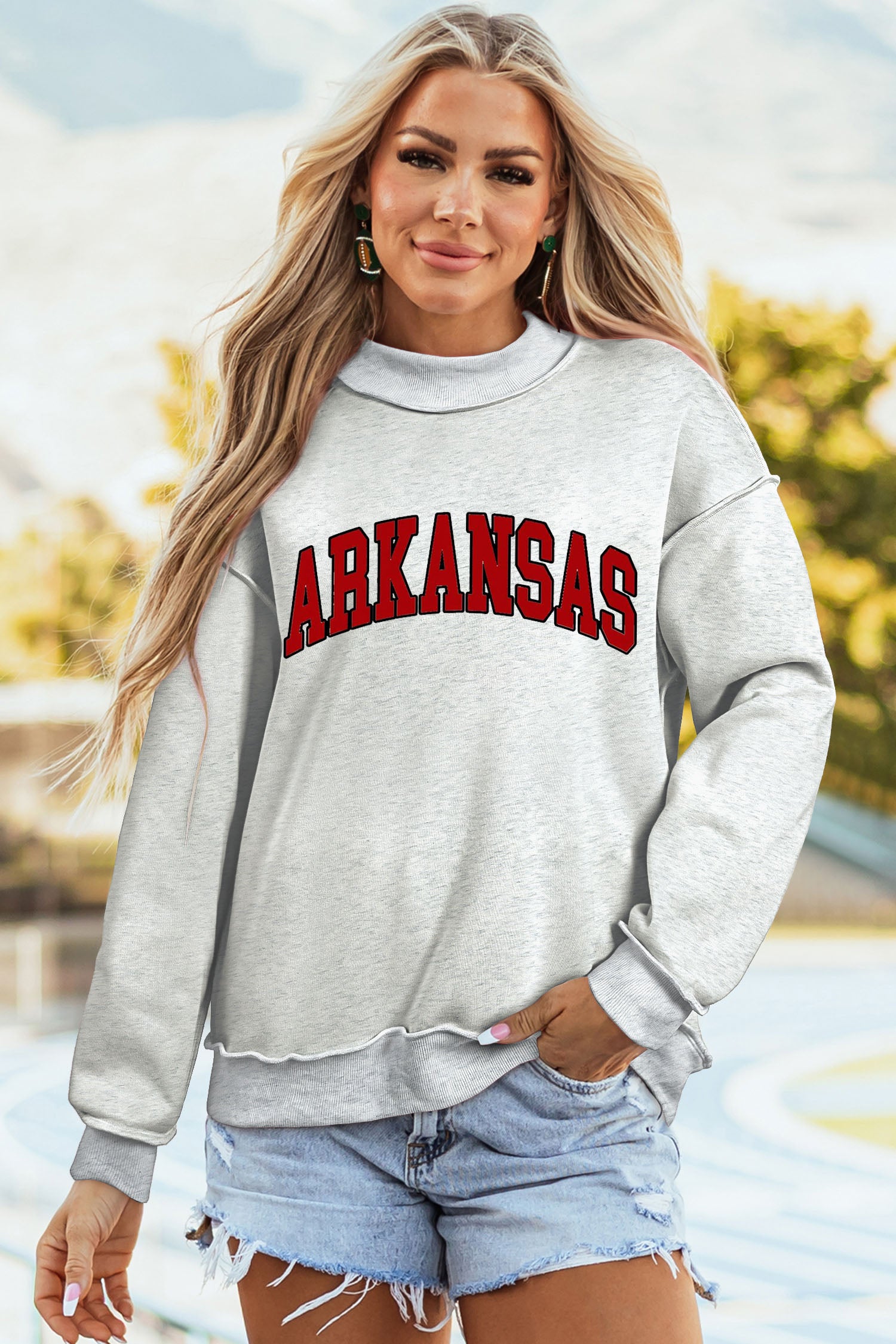 Light Grey ARKANSAS/AR Double Side Print Sweatshirt