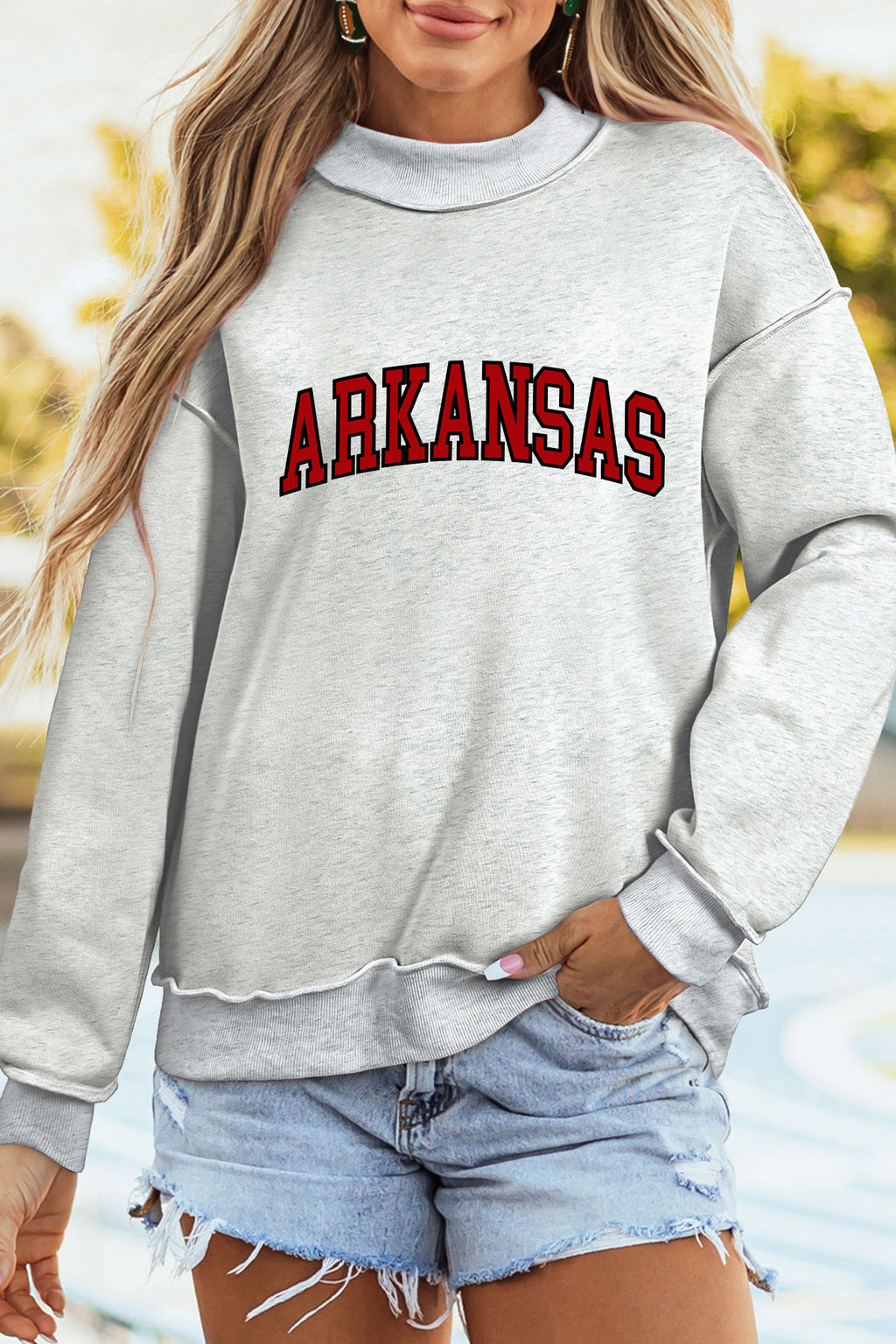 Light Grey ARKANSAS/AR Double Side Print Sweatshirt