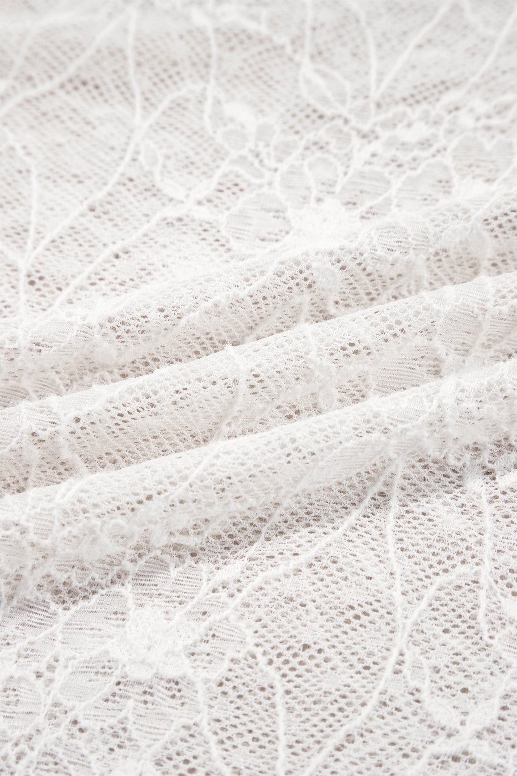 Beige Long Sleeve Mesh Lace Top
