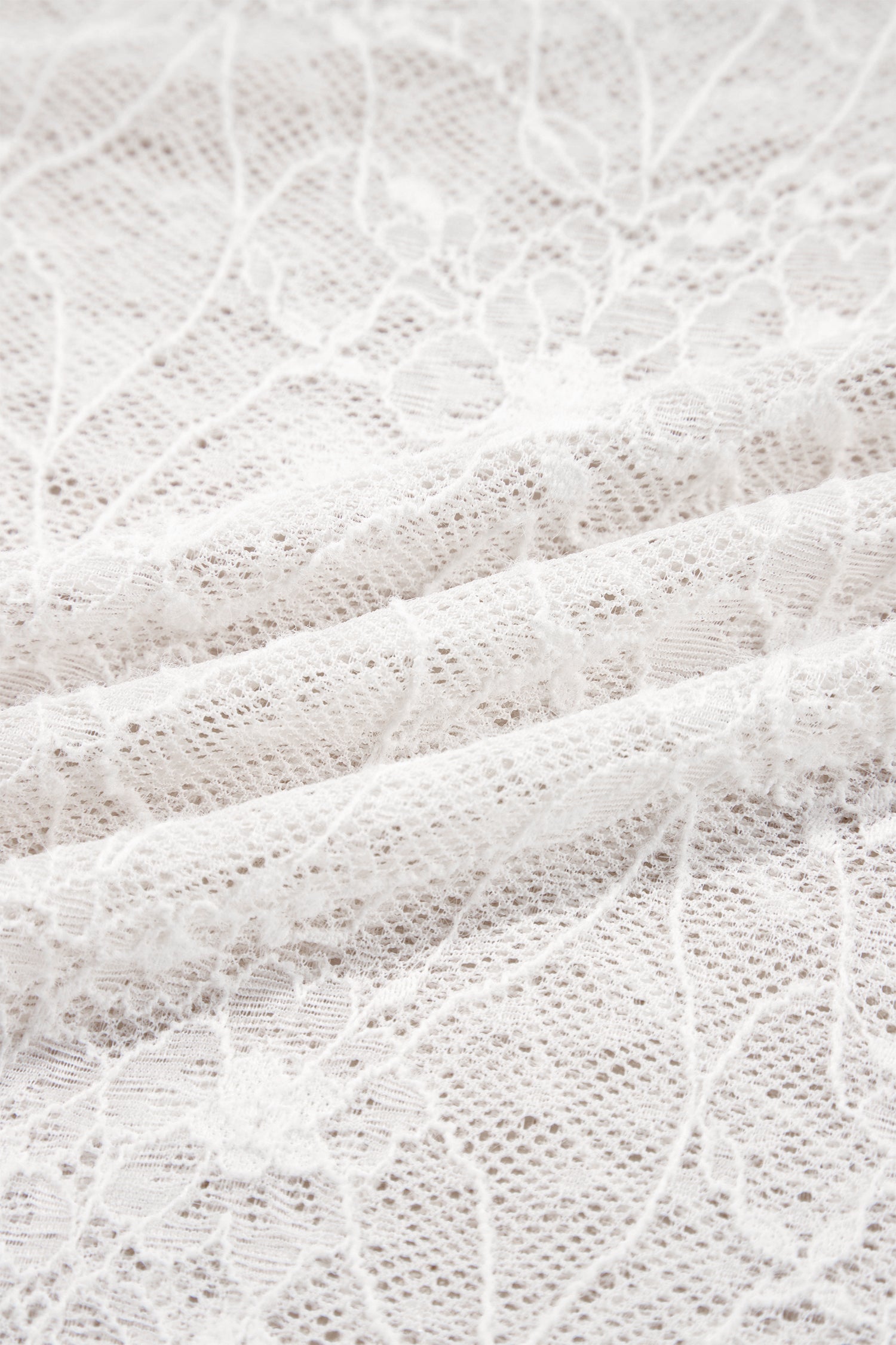 Beige Long Sleeve Mesh Lace Top