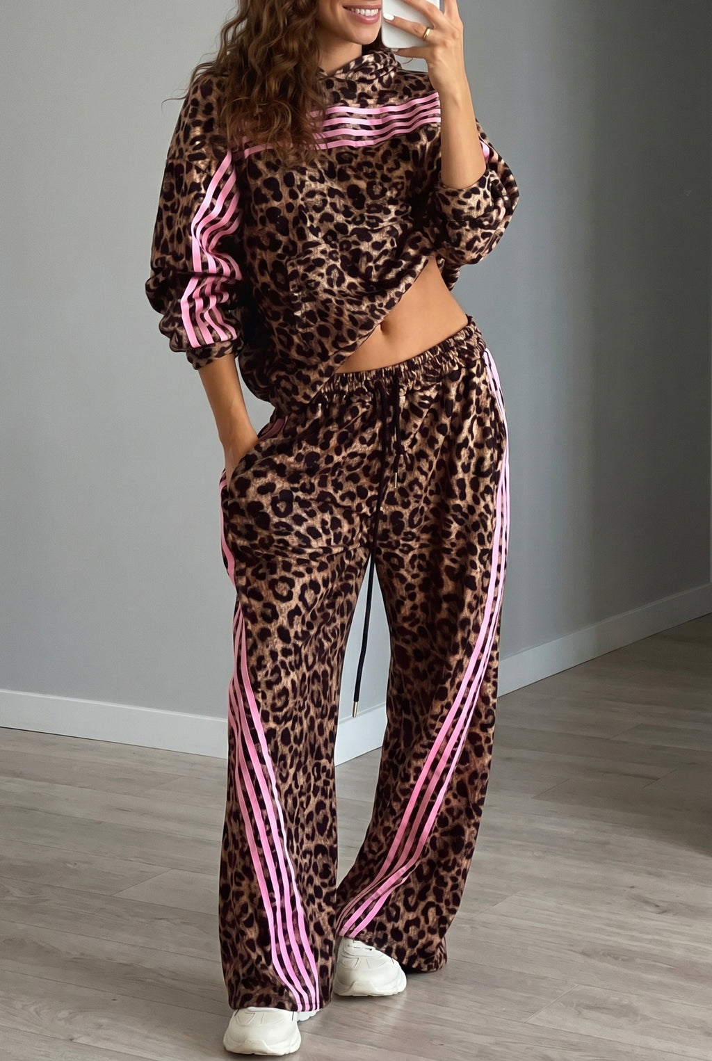 Brown Leopard Print Pant Set