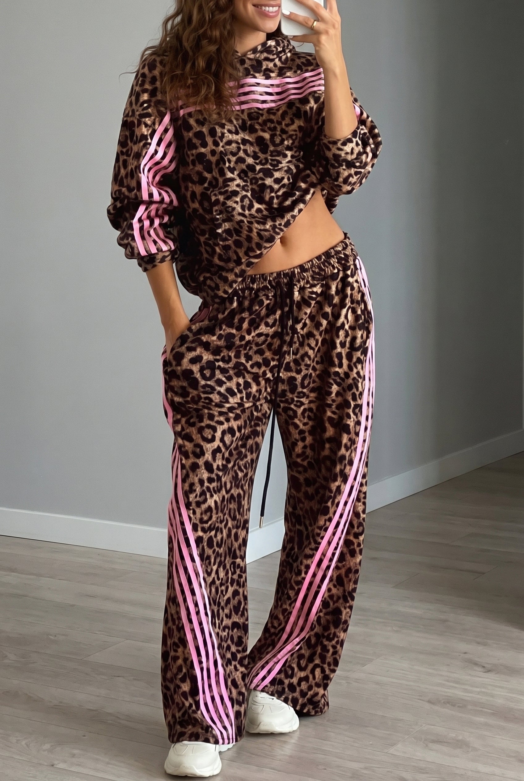 Brown Leopard Print Pant Set